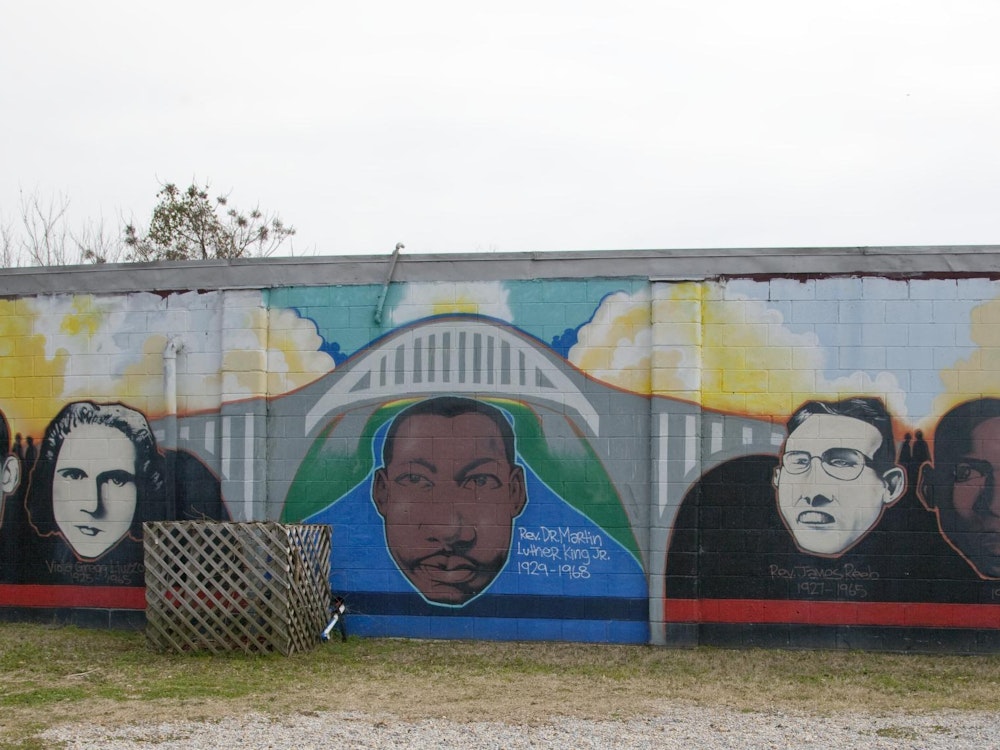 Muurschildering Civil Rights Memorial Mural in Selma, Alabama