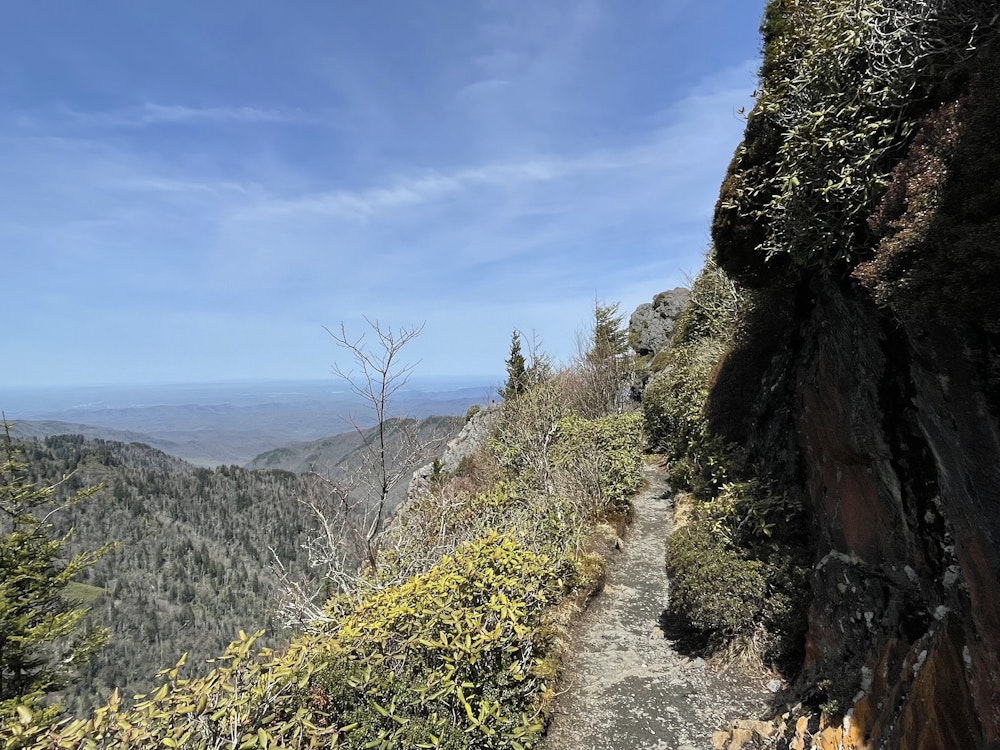 US North Carolina Great Smoky Mountains path along ridge