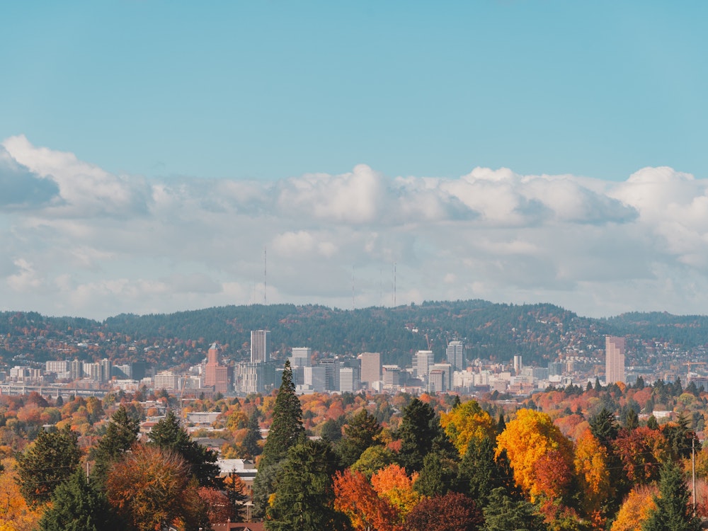 Portlands Skyline im Herbst, Oregon | USA Urlaub