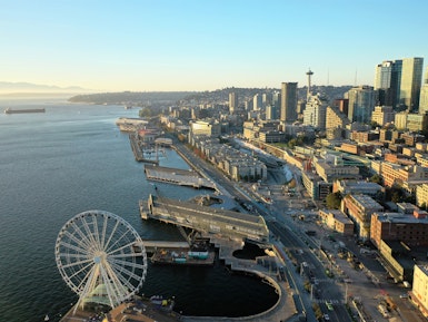 Uitzicht vanuit de lucht op de skyline van Seattle