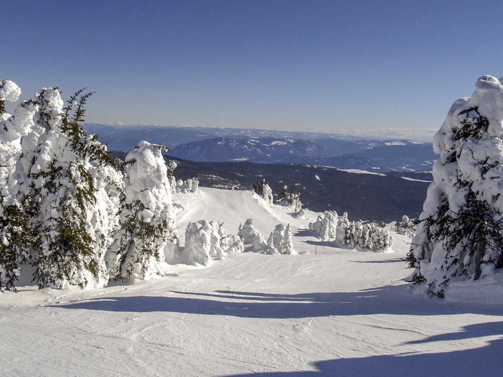 A landscape of white snow in British Columbia