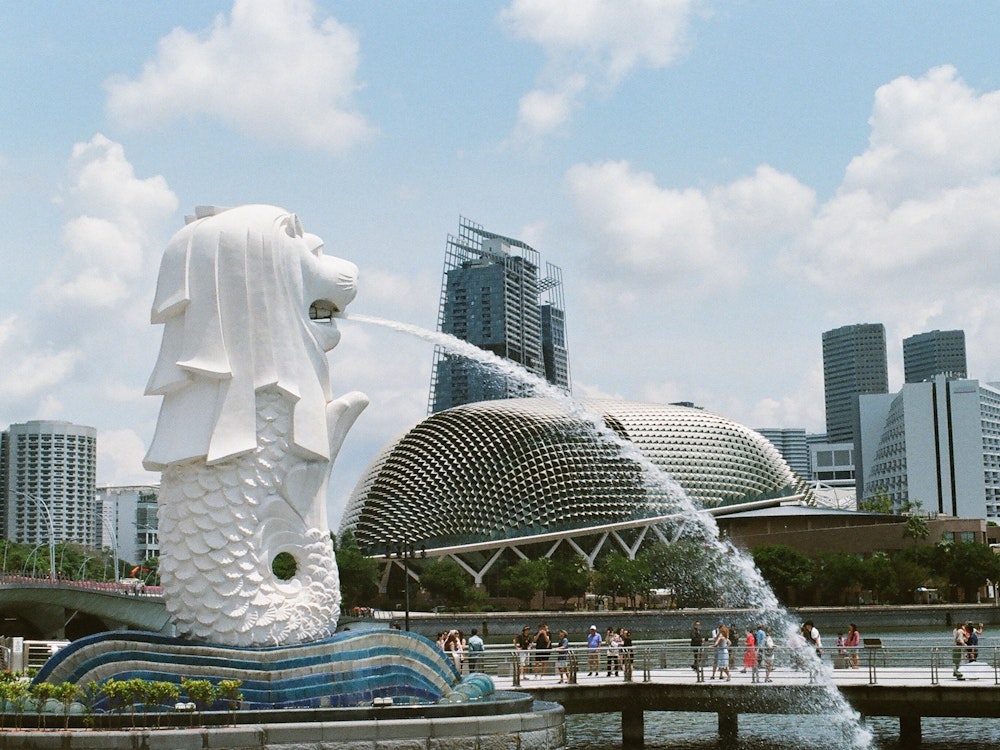 Wasserspeiende Löwenstatue in Singapur, Merlion