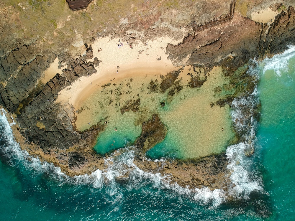 Champagne Pools von Fraser Island aus der Vogelperspektive