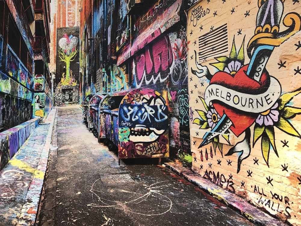 Gassen mit bunter Street Art in Melbourne