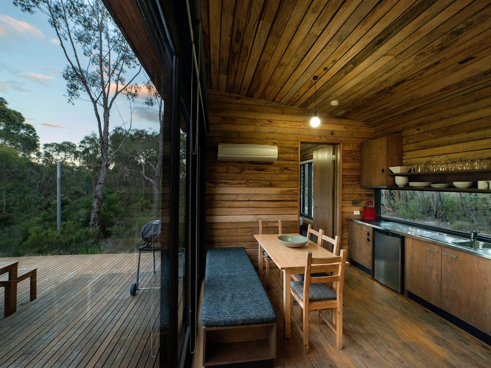 Aus victoria cabin nature kitchen view family stays very comfortable