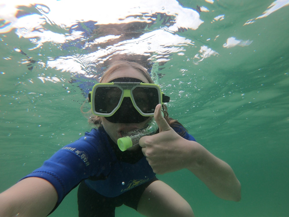 Ilona diving underwater