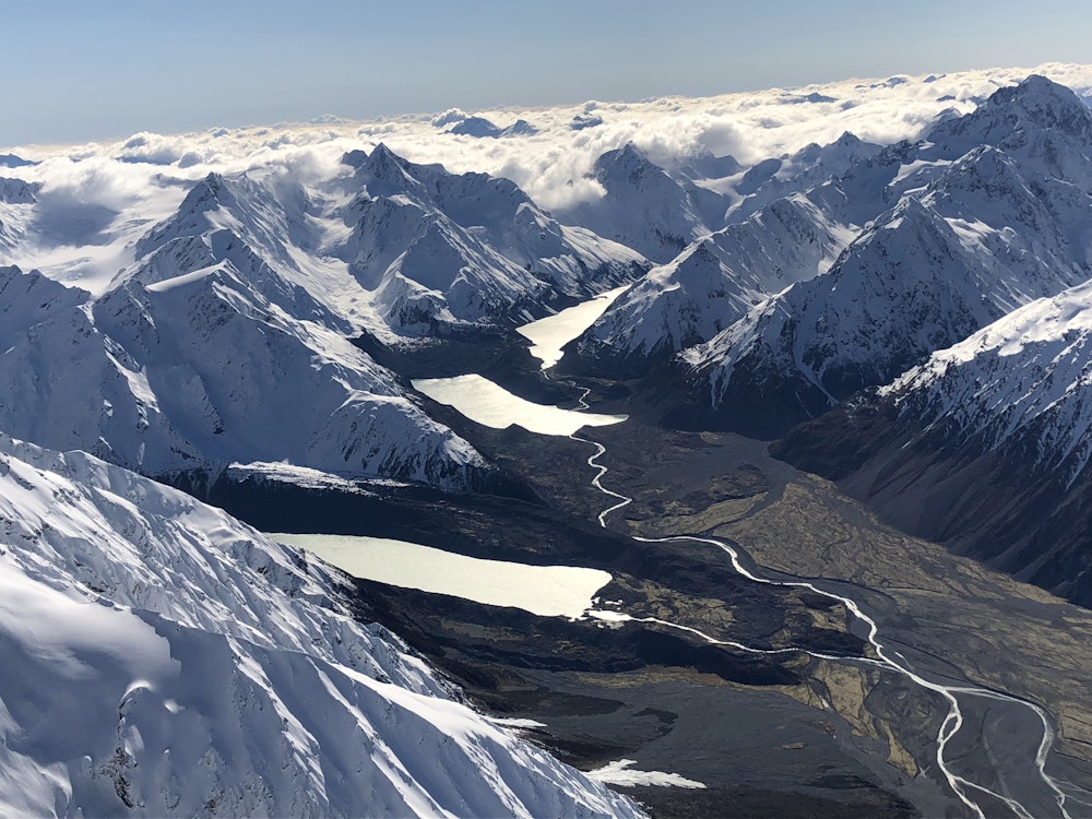 Uitzicht over de zuidelijke alpen in Nieuw-Zeeland
