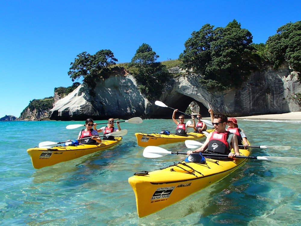 Nz cathedral cove kayak group family see and do active