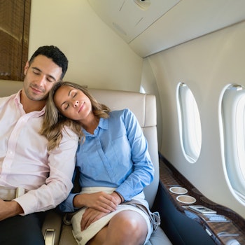 New Zealand Business Class flight couple