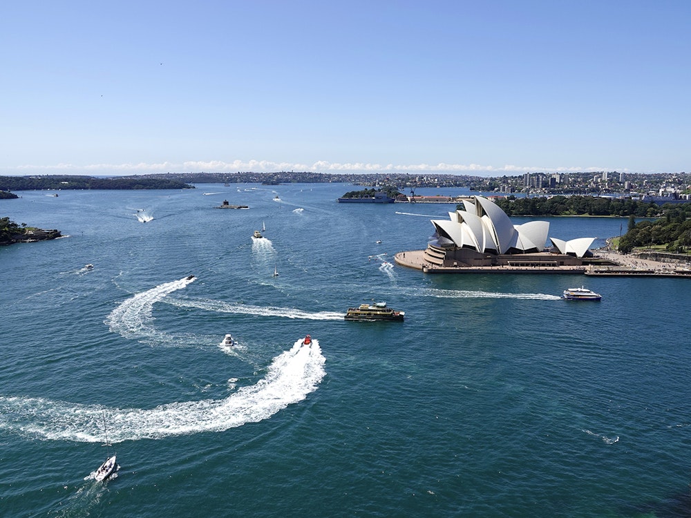 Zicht op Sydney Opera House vanaf Pylon Lookout
